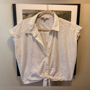 LOFT White Tie-Front Women's Blouse